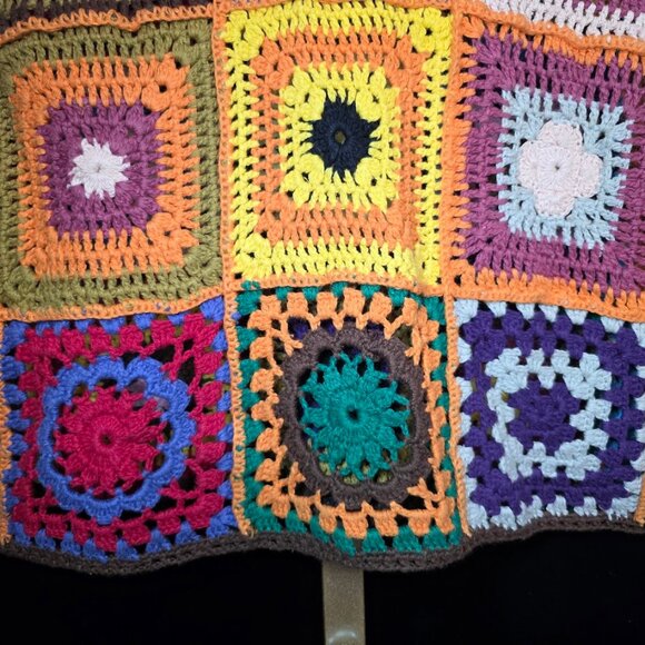 Vintage 90s Express Tricot Granny Square Crochet Sweater L - Picture 3 of 9